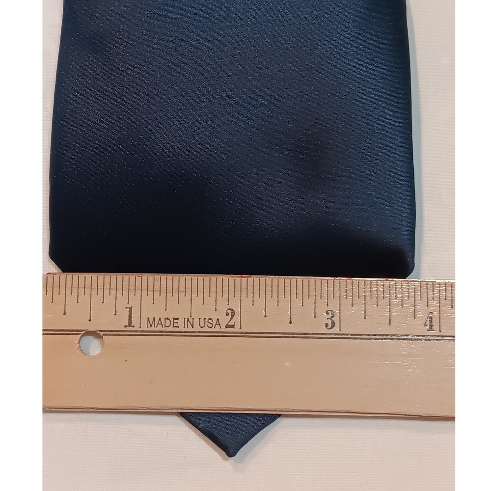 Gianfranco Ruffini Mens Navy Blue 100% Silk Solid Satin Necktie Made in USA - Picture 3 of 7